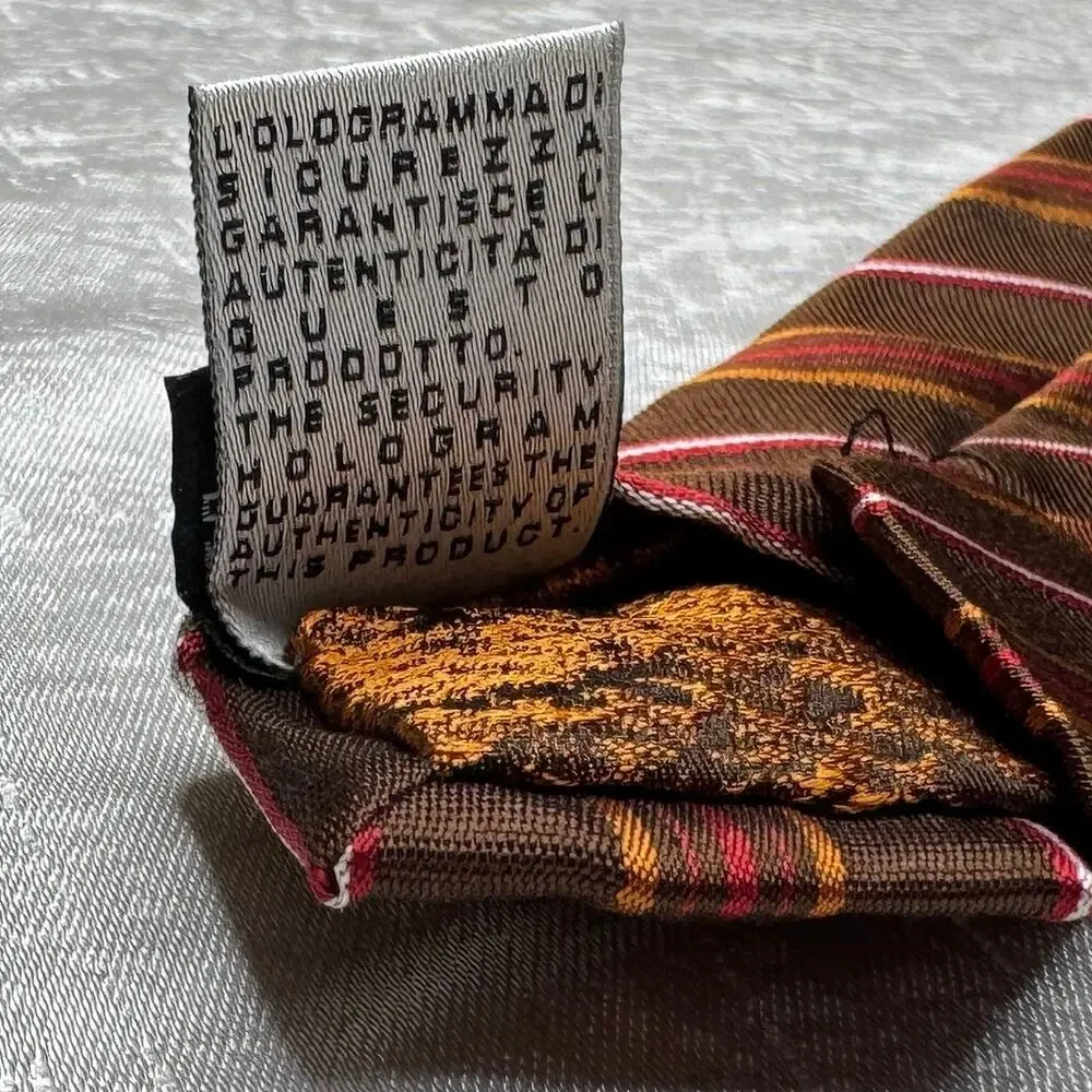 Roberto Cavalli Silk Tie, Bronze Snakeskin Print, Vintage Y2K, Made in Italy